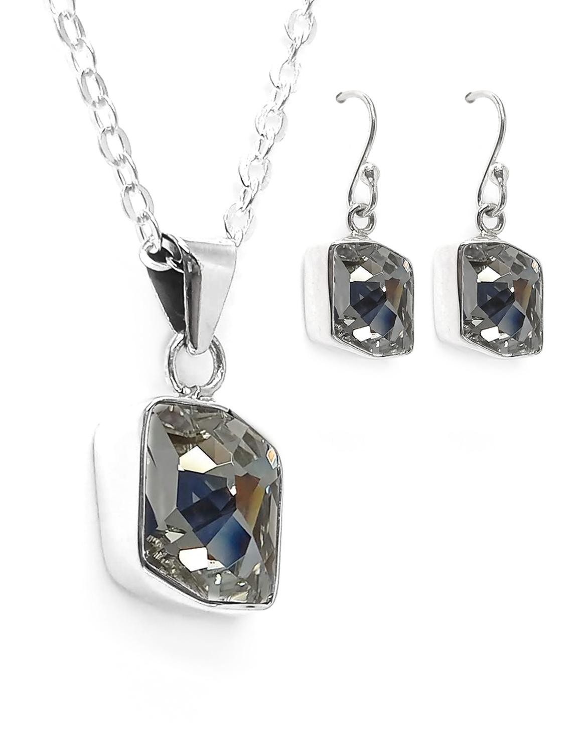 Collar y Aretes de Mujer Plata .925 Fancy Zvezda