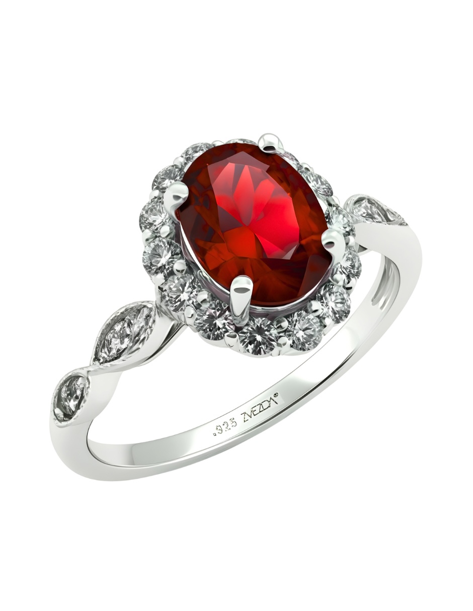Anillo de mujer oval plata .925 con circonia