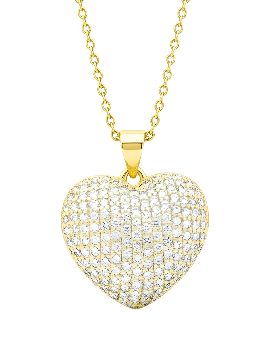 Collar de Mujer Chapa de oro 18K Corazón con Circonia