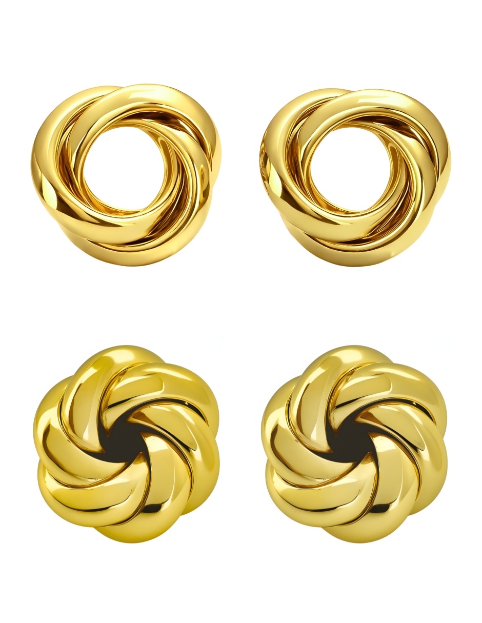 Juego de 2 Broqueles de mujer chapa de oro amarillo de 18k